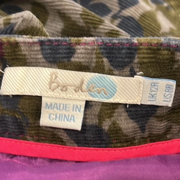 Boden Floral Needlecord Corduroy Frill Ruffle Skirt Size 8 Green Purple - Picture 6 of 7